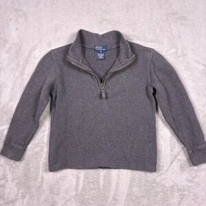 VTG Polo Ralph Lauren Gray Quarter Zip Long Sleeve Pullover Sweater Boys Size 6